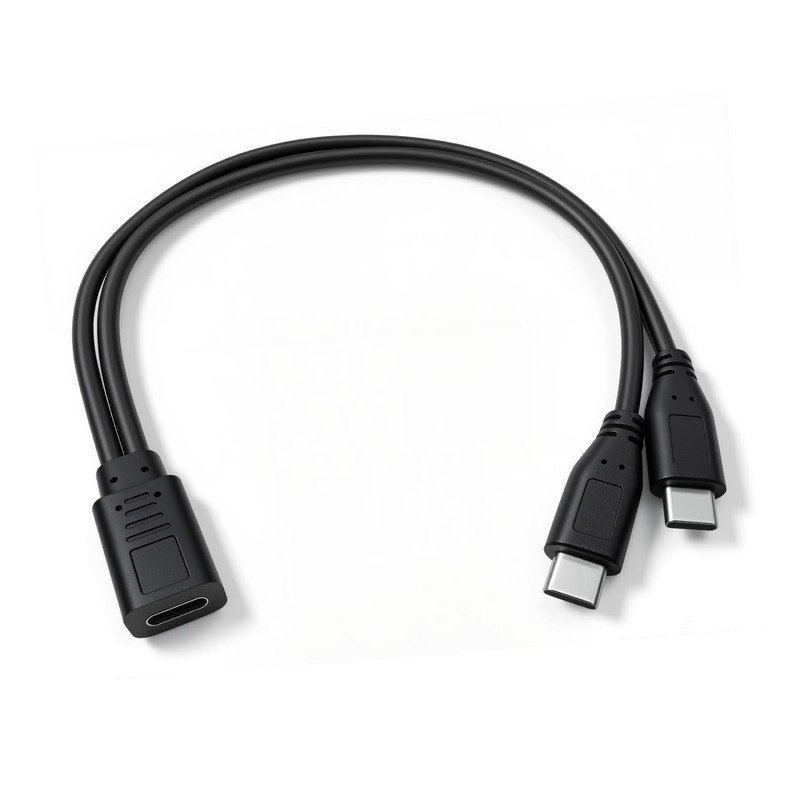USB-C 2-in-1 Splitter Charge Cable, USB Type C Female to 2 USB-C Male Chargin…