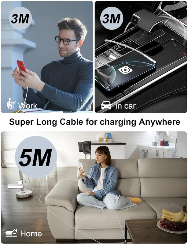 16FT USB C Cable Fast Charging 240W,Extra Long USB C to USB C Cable 16 Foot Type gallery