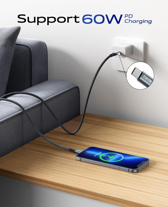 Fast Charging USB C Cable 60W, 2Pack 6FT Braided USB C to C Cord for iPhone & Sa gallery