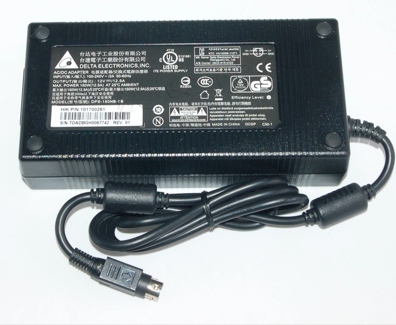 Delta 12V 12.5A 150W Charger 4 Pin Tip AC Adapter Power Supply