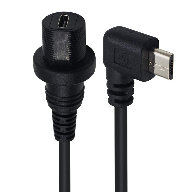 Left Angle Micro USB Mount Extension Dash Flush Dashboard Cable Car Motorcycle gallery