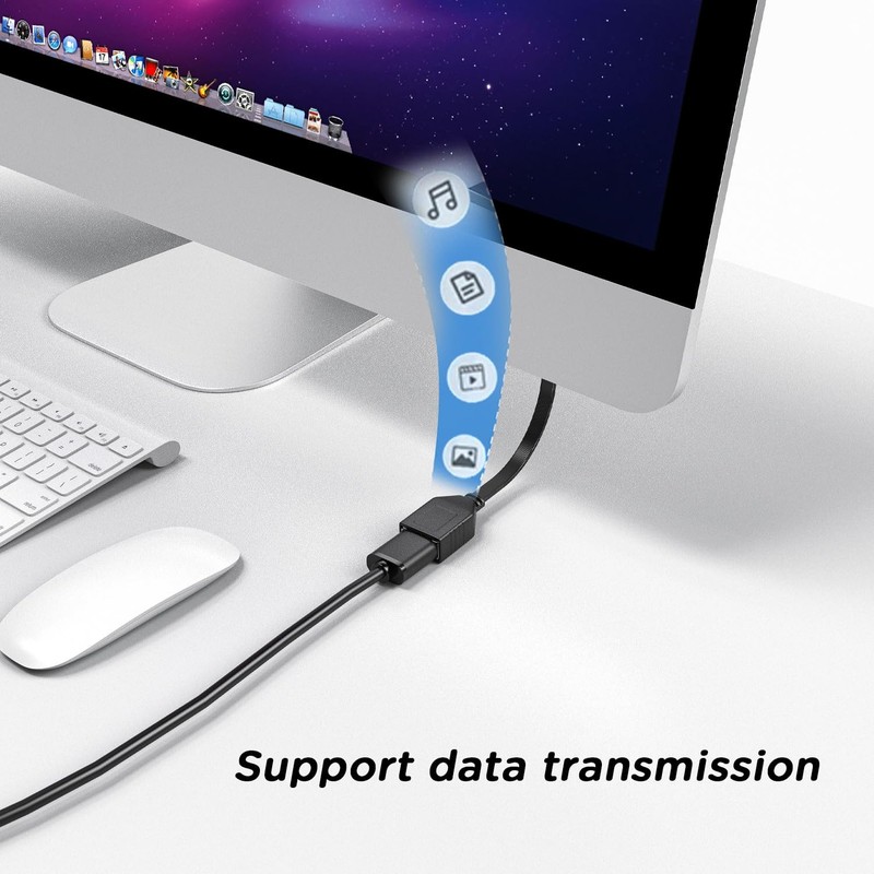 90 Degree USB 2.0 Extension Cable 4 Inch Flat Right Angle Male Female 2 PCS gallery