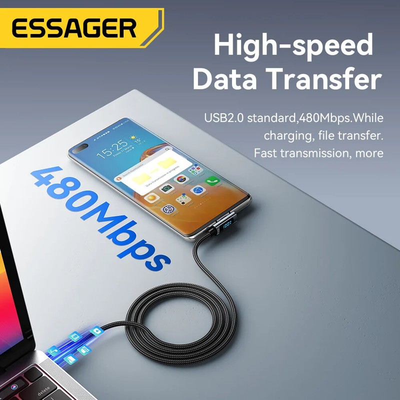 Essager PD 100W USB C To Type C Charger Cable 5A Fast Charing Cord For Macbook gallery
