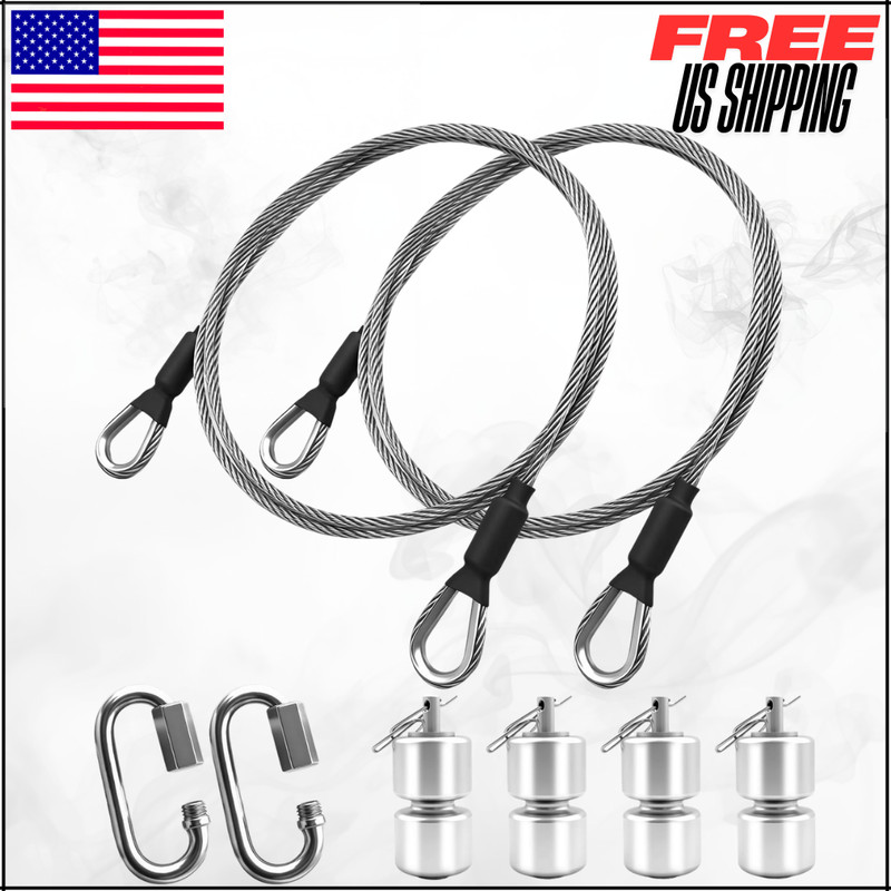Stainless Steel 2PC Lift Cable W/ 4 Aluminum Alloy Rollers Trailer Lift Kit