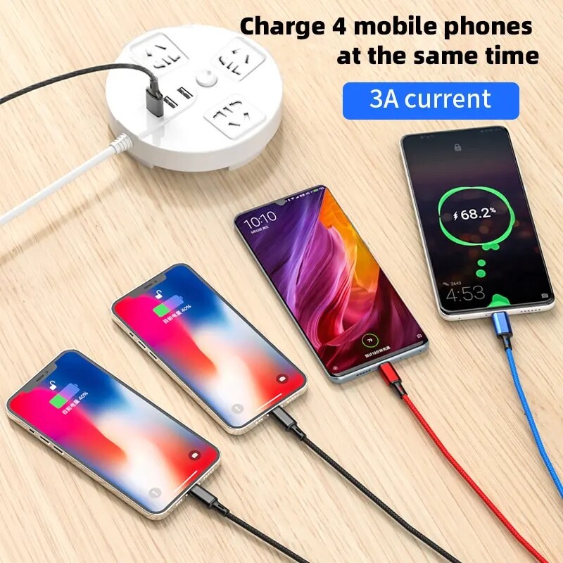 Multi Charging Cable 4 in 1 Multiple USB Fast Charger For iPhone Type C Micro gallery