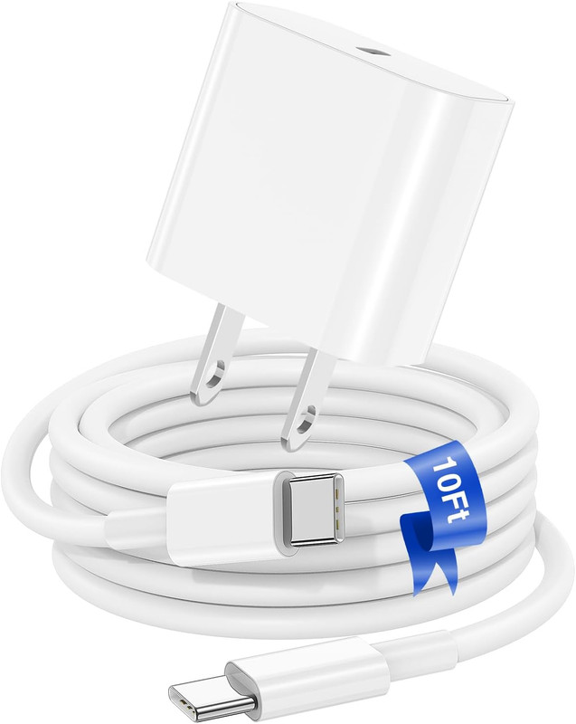 Iphone 17 16 15 Fast Charger Block and 10Ft Type C to C Cable Cord Long, 20W