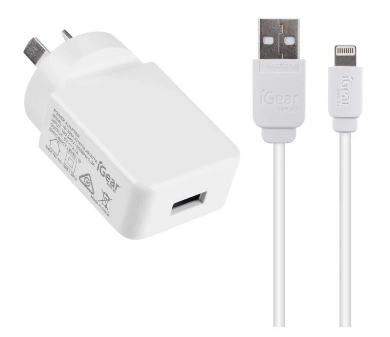 iGear Wall Charger 100-240V With USB TO 8 Pin Cable – Suits iPhone 5-14 IG1623