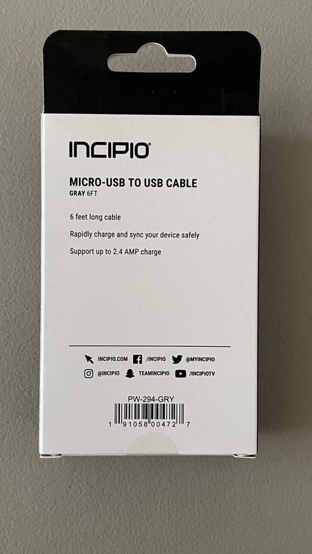INCIPIO Micro-USB to USB Cable 1.8M 6FT - Gray gallery