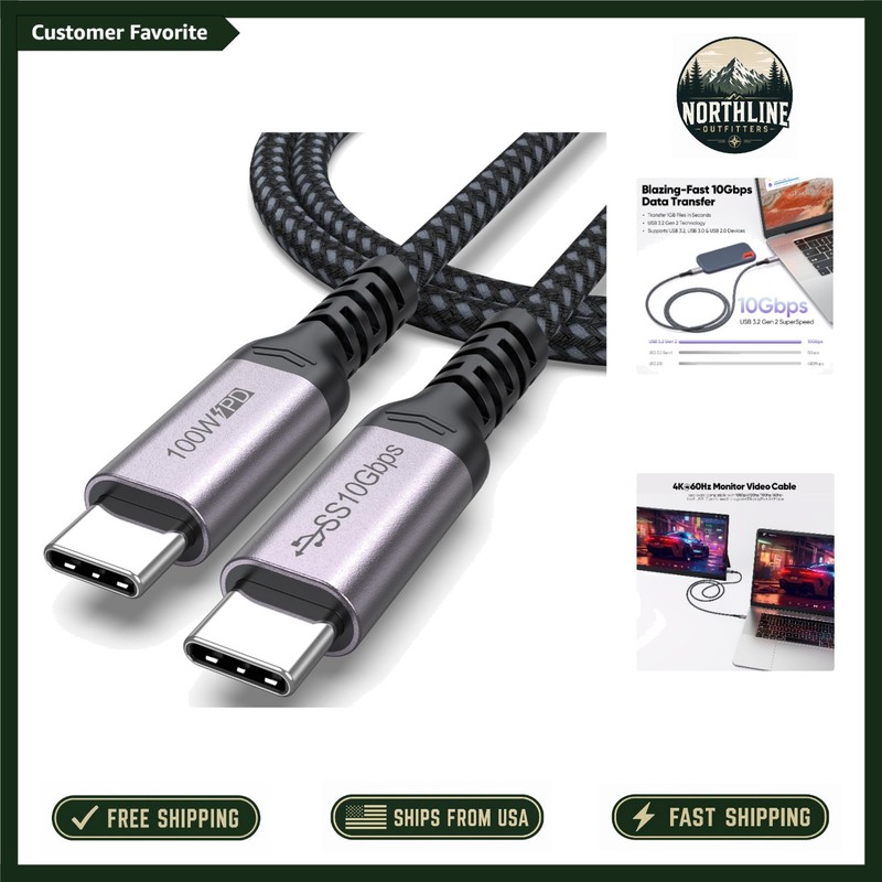 3ft USB C Data Transfer Cable, 10Gbps, 4K Video Display, Great for iPhone 17