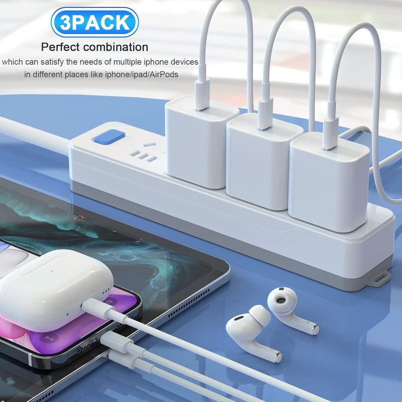 3 Original Carga Rapida USB-C De 20W Cargador Para iPhone 14 13 12 11 Pro Max XS gallery