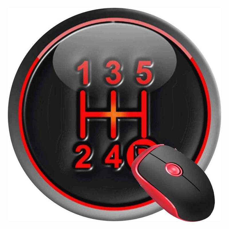 Mouse Pad Gear Shifter Manual Race Car 5, Round Mousepad, Non-Slip Rubber Bas...