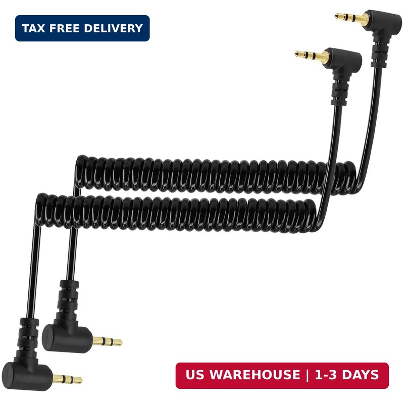 Coiled 2.5mm Audio Cable Adapter, 2 Pack 3FT/1M Retractable 90 Degree Right-Angl gallery