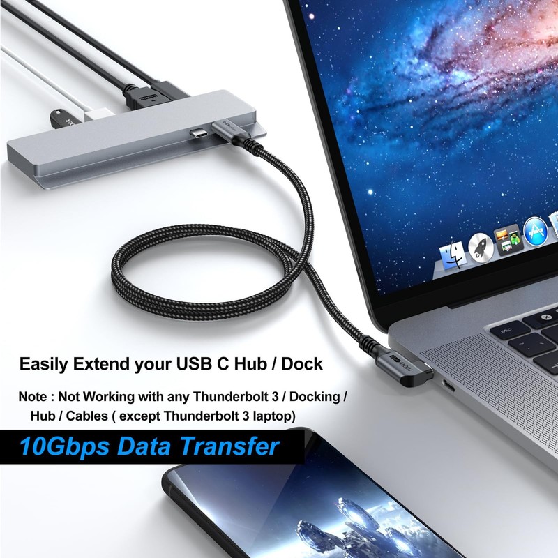 URELEGAN USB C Extension Cable 5-Pack, 6FT USB C Extender Cable, USBC 100W Ch... gallery