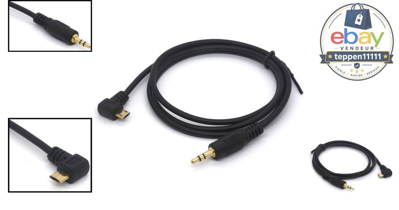 Micro USB to 3.5mm Audio Cable 90° Angled 1M 3Ft gallery