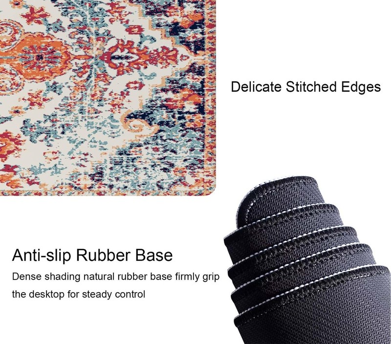 Large Gaming Mouse Pad with Stitched Edges, Carpet Pattern Boho Style Ethnic ... gallery