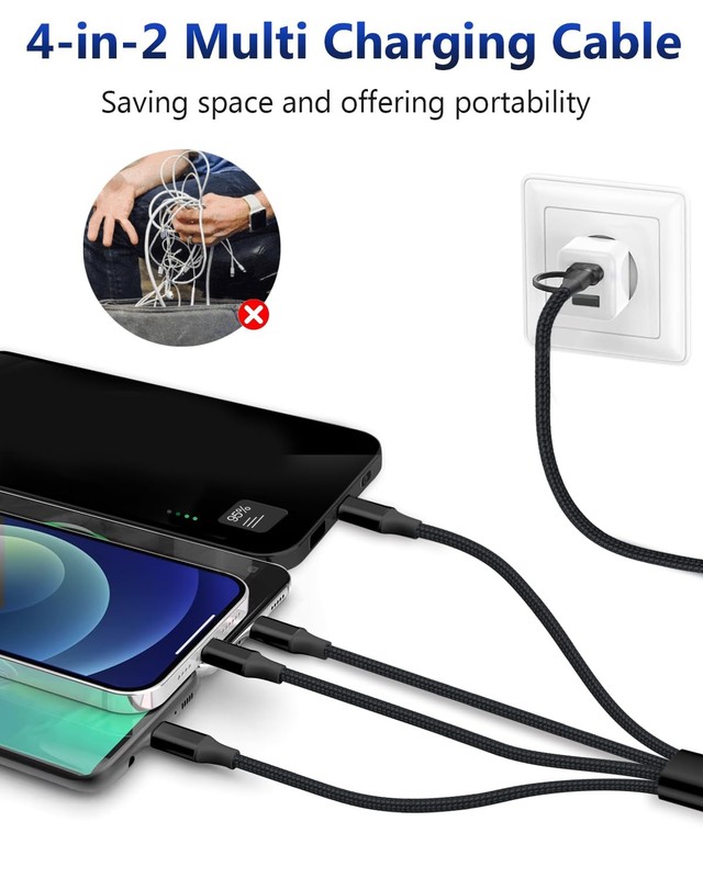 USB C Splitter Multi Charging Cable, USB A/C Fast Charging Cord, 4 in 2 Multi... gallery