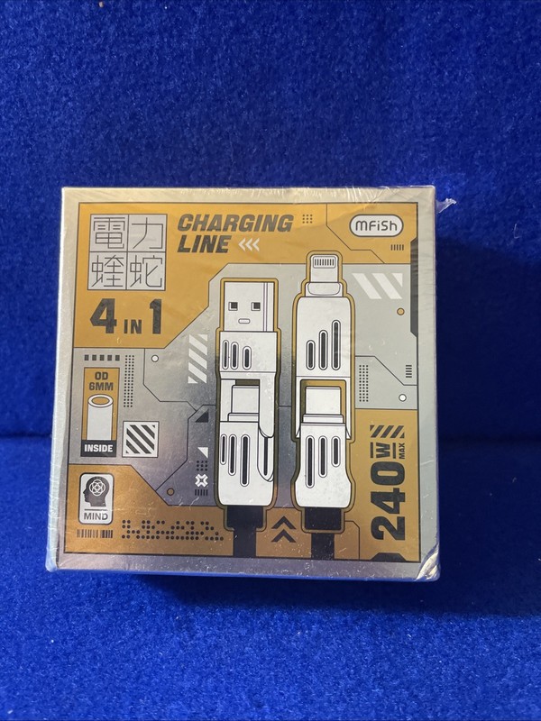 New, 240W MFISH 4-in-1 Charging Line Cable 6.6FT iPhone & Android