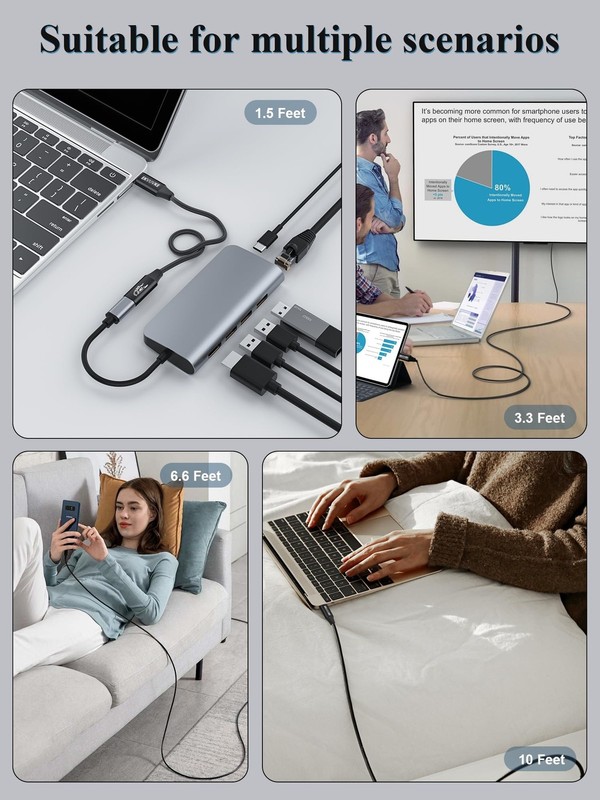 USB C Extension Cable [20Gbps/240W/4K@60Hz] 6.6FT, 3.2 6.6 Feet, Black gallery
