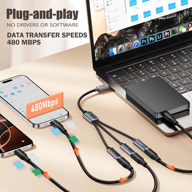 USB Y Cable,USB Splitter 1 in 3 Out,USB2.0 to 3 Female Y Extension Hub Cable,... gallery