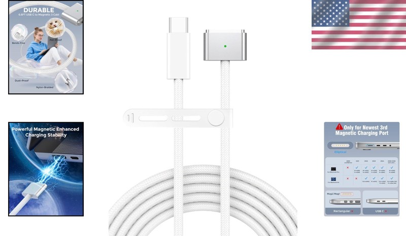 Magnetic 3 Charging Cable 6.6FT for MacBook Air & Pro - Braided & LED Indicator gallery