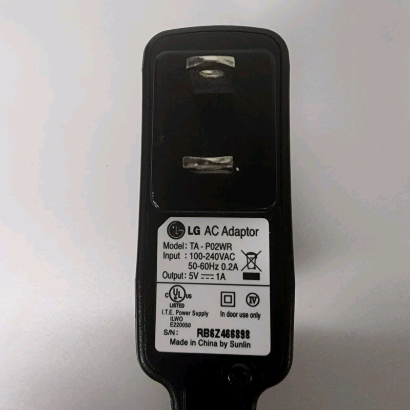 LG TA-P02WR AC Adaptor Power Supply Cellphone Charger Output 5V 1A gallery