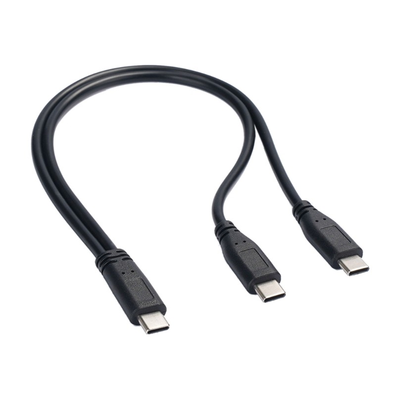 30cm USB C to Two Type C Male Charging Cable for Fast Speed Power Delivery