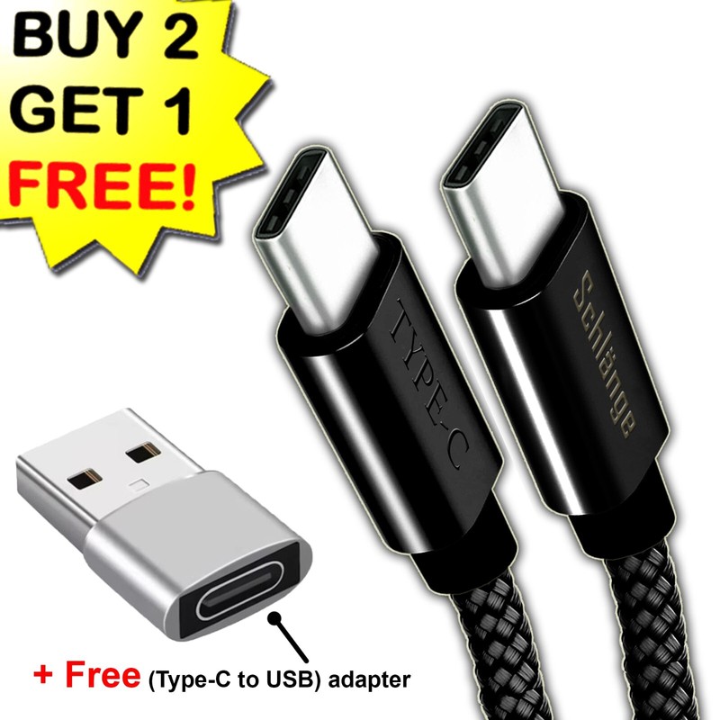 🚀High-Speed USB Type-C to Type-C Fast Charging Cable + USB-A to USB-C Adapter