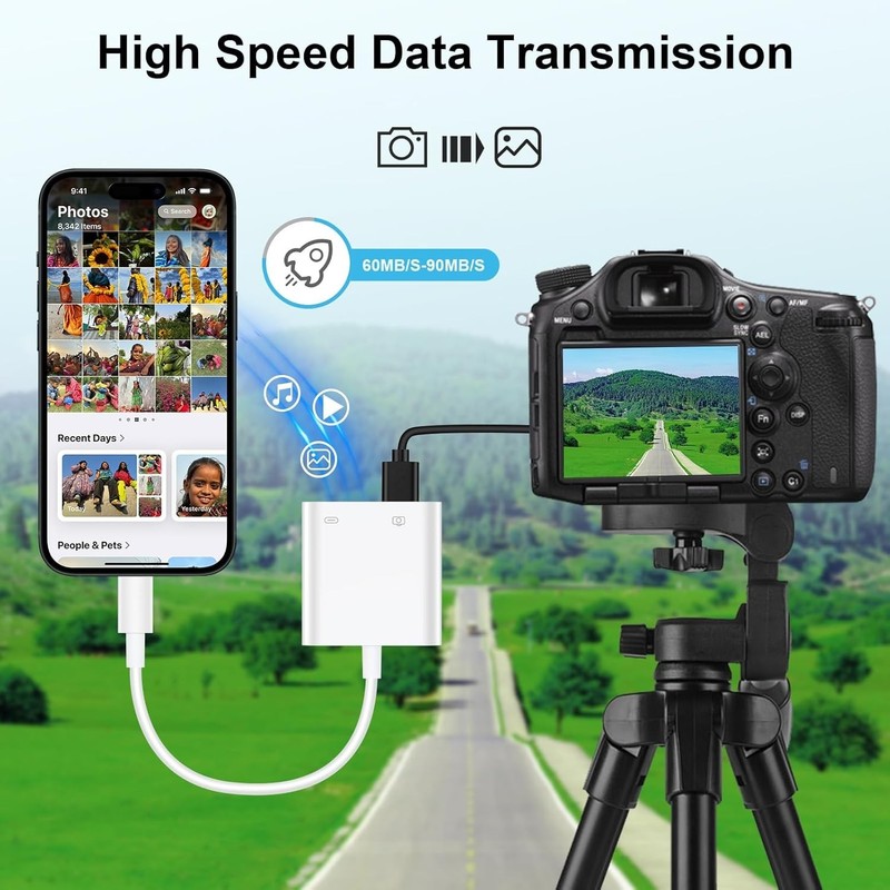 1pc USB C to USB Camera Adapter for iPhone 17 16 15 Pro Max OTG Fast Charging gallery