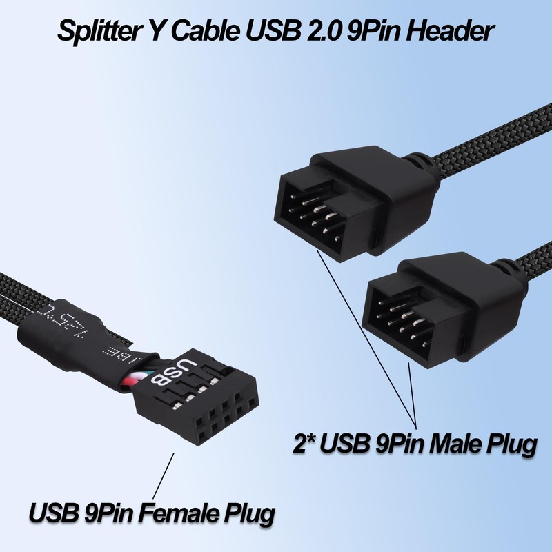 2 PCS 15cm USB 2.0 9Pin Female To Dual 9Pin Male Motherboard Splitter Hub gallery