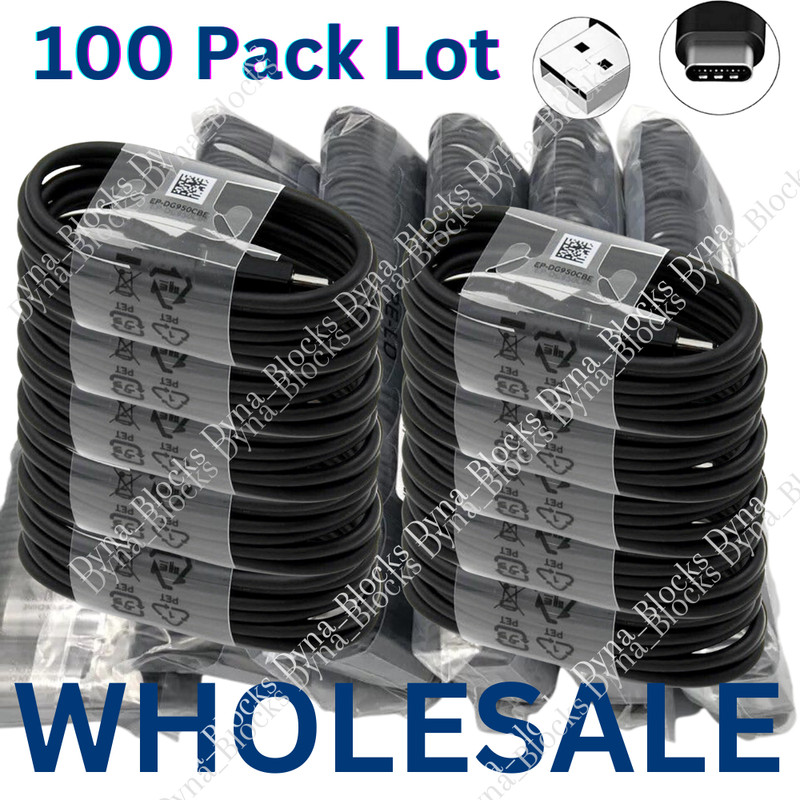 100 Pack Lot USB Type C Cable Fast Charger Charging Cord For Samsung S10 Android