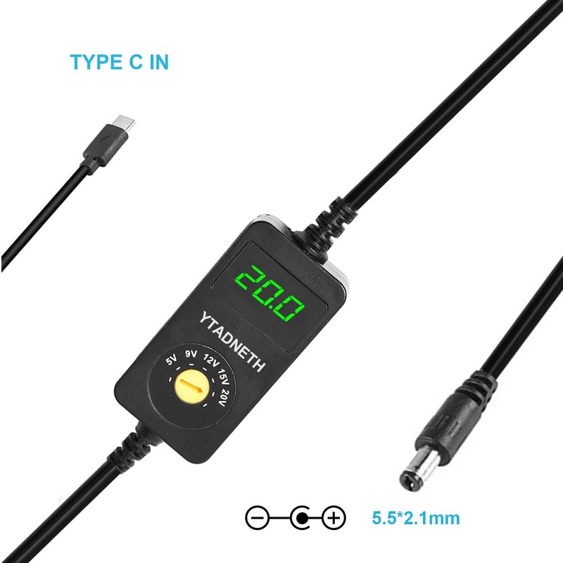Universal USB C to DC Adapter, Barrel PD Trigger Cable, USB-C to DC 5V 9V 12V... gallery