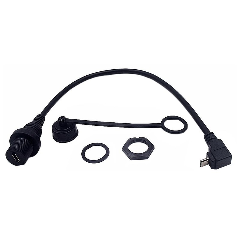 Micro USB 5 Pin Flush Mount 90 Degree Up Angle Dashboard Extension Cable 1ft