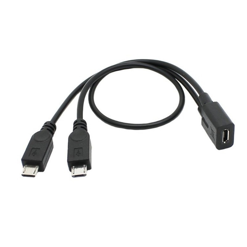 Flexible Micro USB Female to 2 Micro USB Male Splitter Power Cable Data Cord
