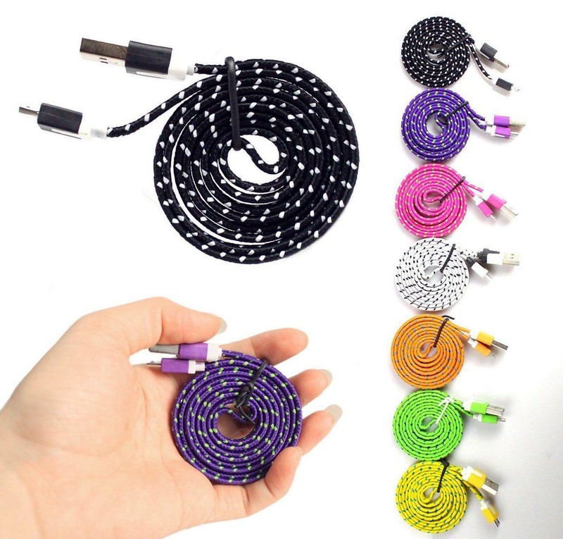 Lot FLAT BRAIDED 3FT fabric charge cables FOR galaxy s3 s4 MICRO USB data sync gallery