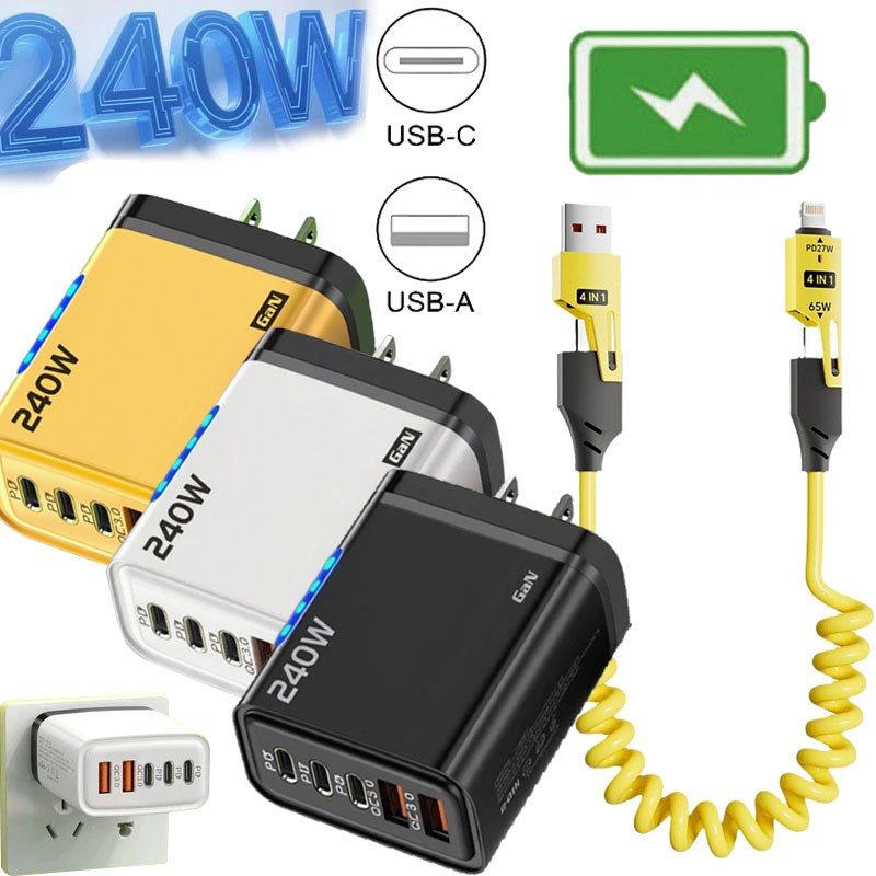 240W Fast Charging Wall Charger&4-IN-1 Cable For iPhone Air/17/16/15/14/13/12Pro gallery