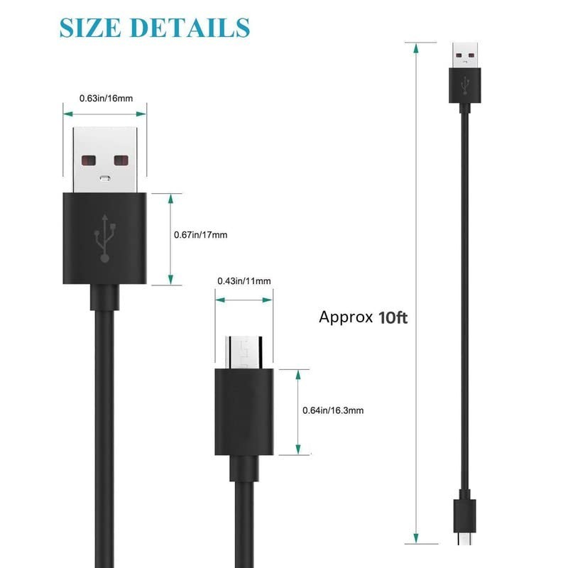 10FT Extra-Long Micro USB Cable for Fast Charging & High-Speed Data Transfer gallery