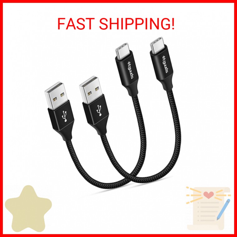 etguuds USB to USB C Cable 1ft, 2-Pack Short USB A to Type C Charger Cord Fast C