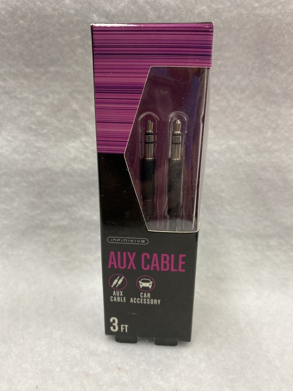 Lot of 2 Infinitive Braided Auxiliary-In(AUX) Cable – 3 foot – Black – SEALED