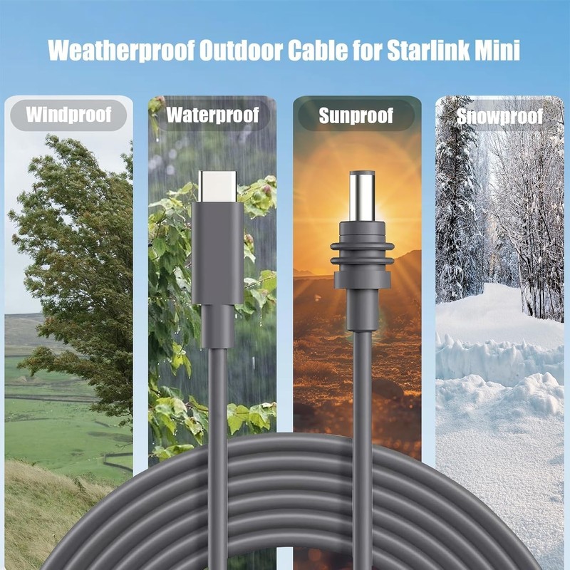 Starlink Mini USB-C to DC Cable - Compact 3.28FT Length with Weatherproof Design gallery