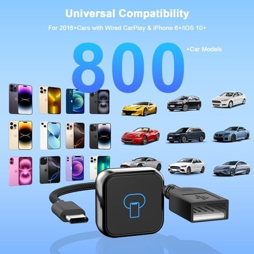Wireless CarPlay Adapter for iPhone - Upgrade Wired to Wireless, Mini USB, Plug- gallery