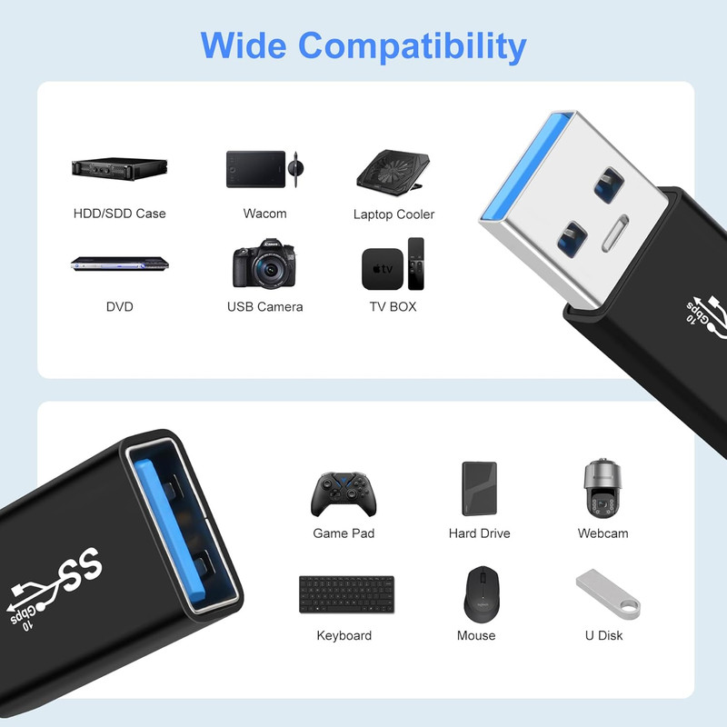 USB 3.0 Male to USB3.0 Female Adapter (2 Pack), OTG 3.0 USB a to 3.0 USB-A Expan gallery