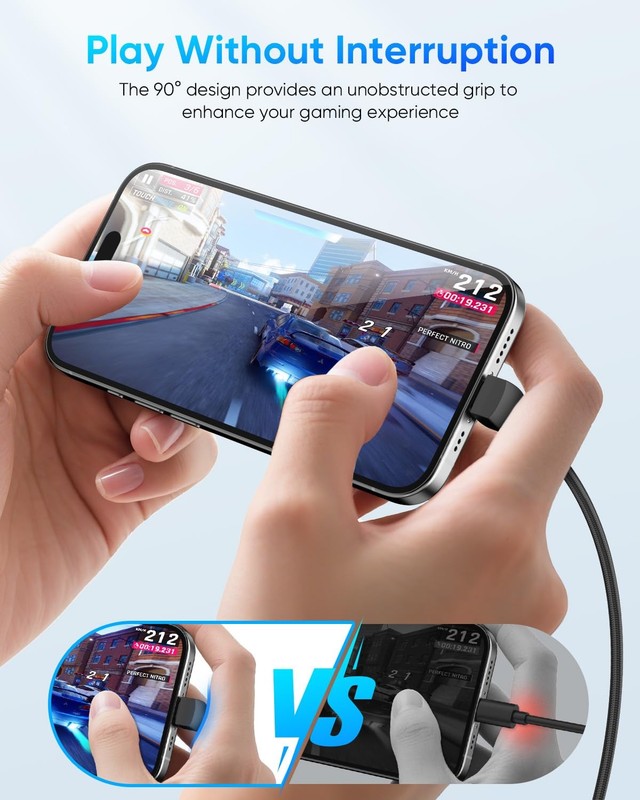 USB C Cable Right Angle 2Pack 3.3FT 60W Fast Charging USB C Cable Braided US... gallery