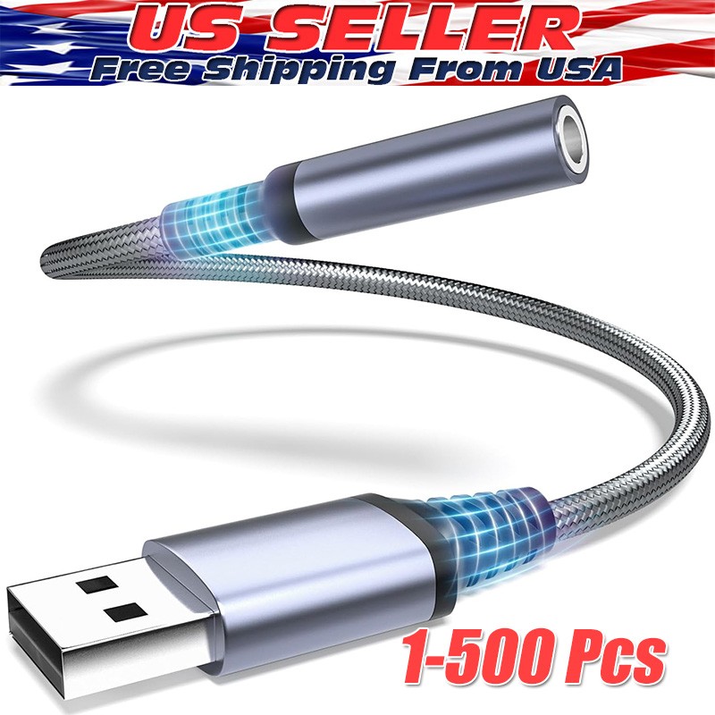 New USB Type A To 3.5mm AUX Female Audio Headphone Jack Cable Adapter Lot
