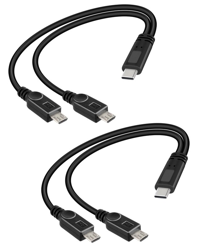 2 in 1 Multi Micro USB Splitter Short Charge Cable,USB to 2 Micro USB Connect...