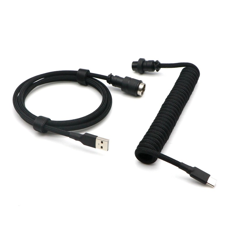 Pro Coiled Keyboard Cable, Double-Sleeved Mechanical Keyboard Cable with 5Pin...