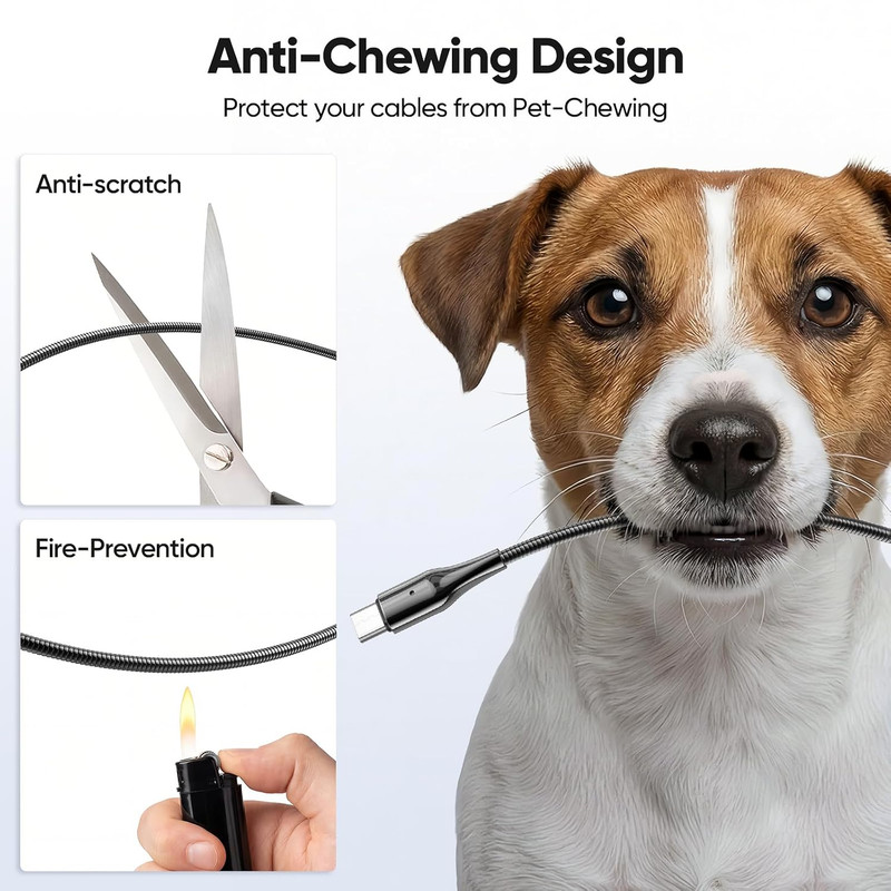 Pet Proof USB C to USB A Charger Cable 6.6FT 2-Pack, Metal Braided Durable Type gallery