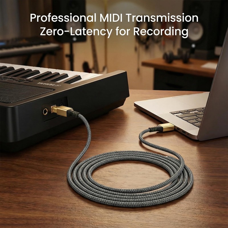 15FT USB Printer Cable Nylon Braided High Speed 2.0 Type A to B Scanner Cord gallery