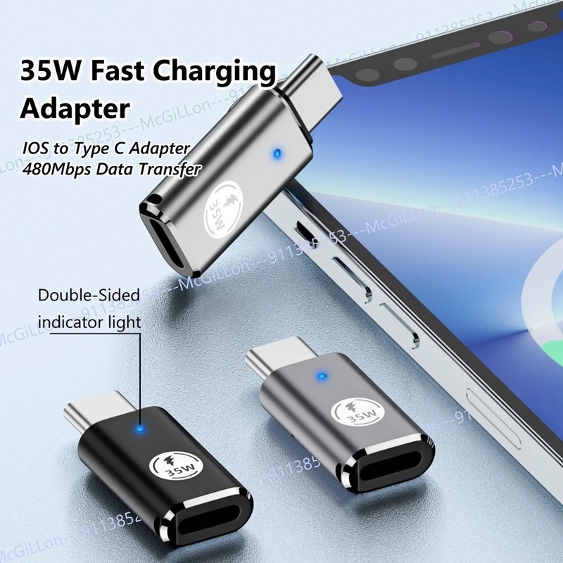 35W USB-C Male to iOS Female Adapter + lanyard For iPhone 16 Pro Max 15 Plus lot gallery
