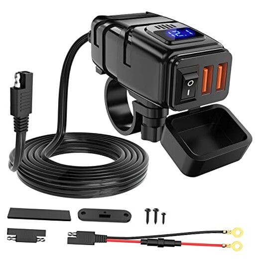 Motorcycle Charger with 12V Voltmeter Independent On USB Charger Motorcycle