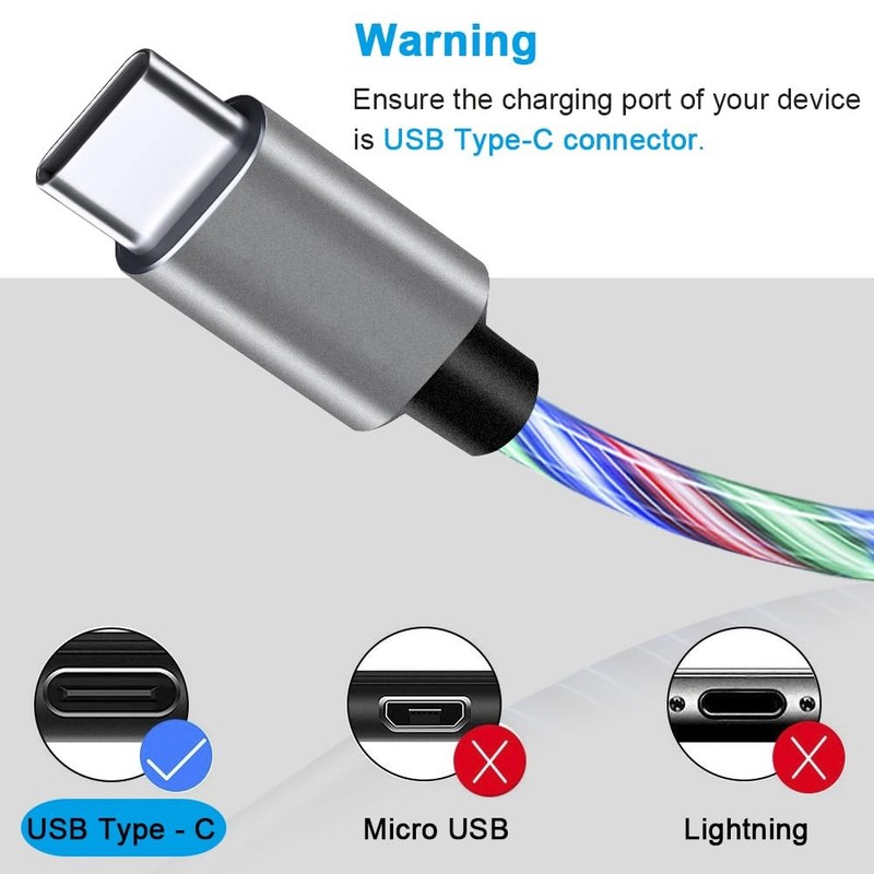 USB C Cable, 3ft Light up Type C Charger Fast Charging Led USB Type C Cord Co... gallery
